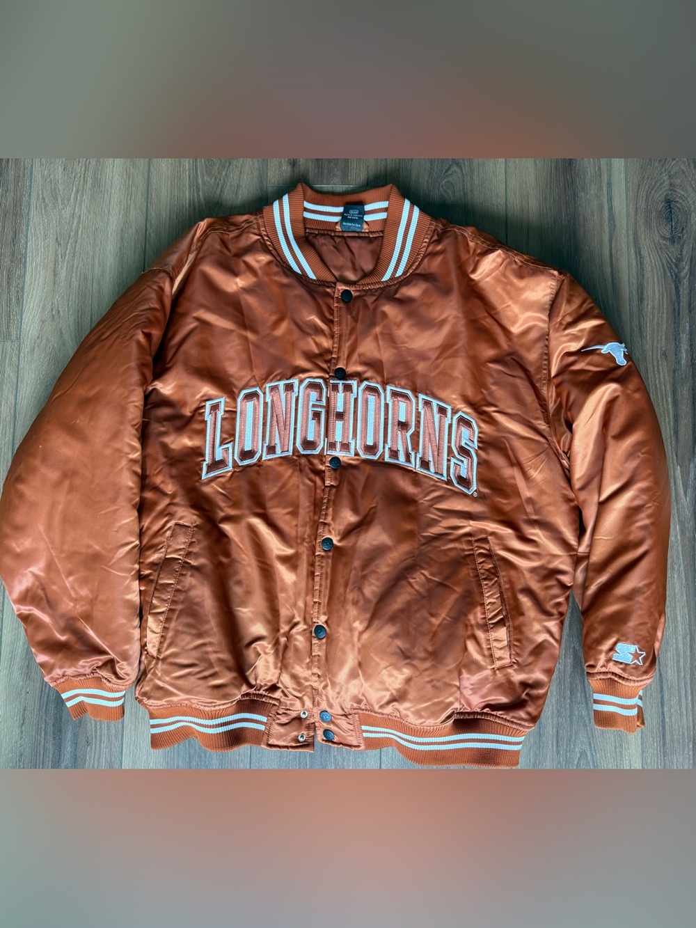 Vintage Texas Longhorns Satin Starter Jacket XL Orange NCAA College